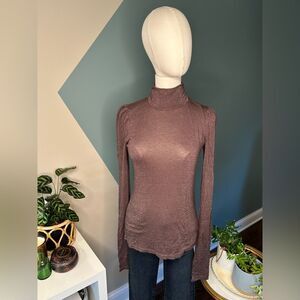 NWOT Project Social T Mockneck Glitter Sparkle Top Purple Long Sleeve Stretch M